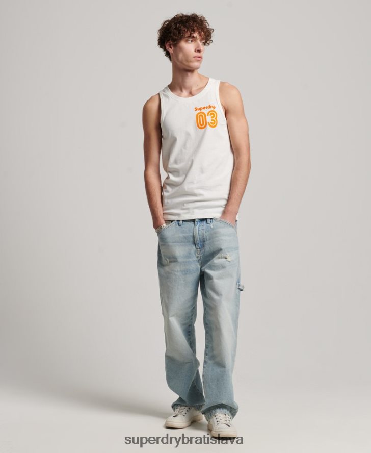 Superdry muži vintage terénna klasická vesta 6B4ZTR1526 oblečenie biely