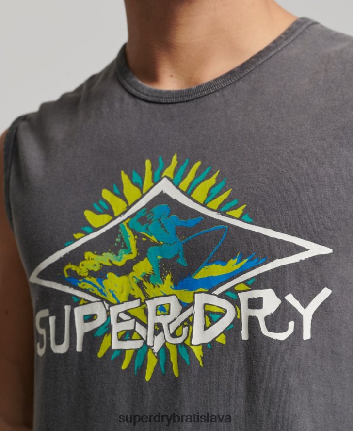Superdry muži vintage tribal surf vesta top 6B4ZTR1450 oblečenie tmavošedý