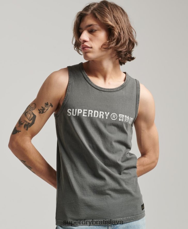 Superdry muži vintage vesta s logom korporácie 6B4ZTR1524 oblečenie tmavošedý