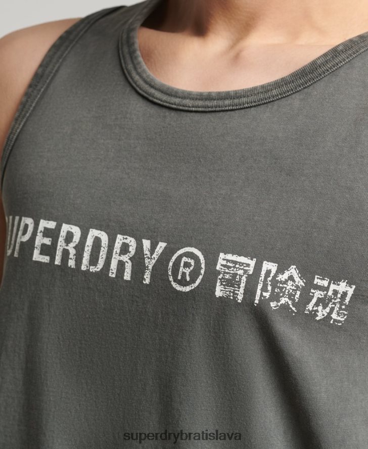 Superdry muži vintage vesta s logom korporácie 6B4ZTR1524 oblečenie tmavošedý