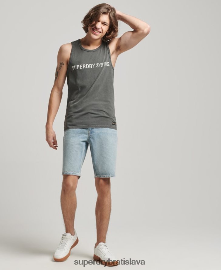 Superdry muži vintage vesta s logom korporácie 6B4ZTR1524 oblečenie tmavošedý