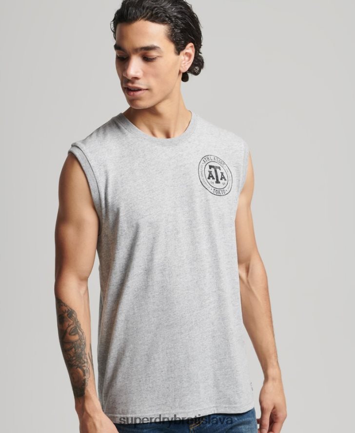 Superdry muži vintage vysokoškolské tielko 6B4ZTR1559 oblečenie sivá
