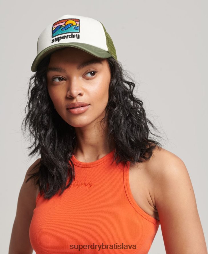 Superdry muži vintage trucker čiapka 6B4ZTR1646 príslušenstvo zelená