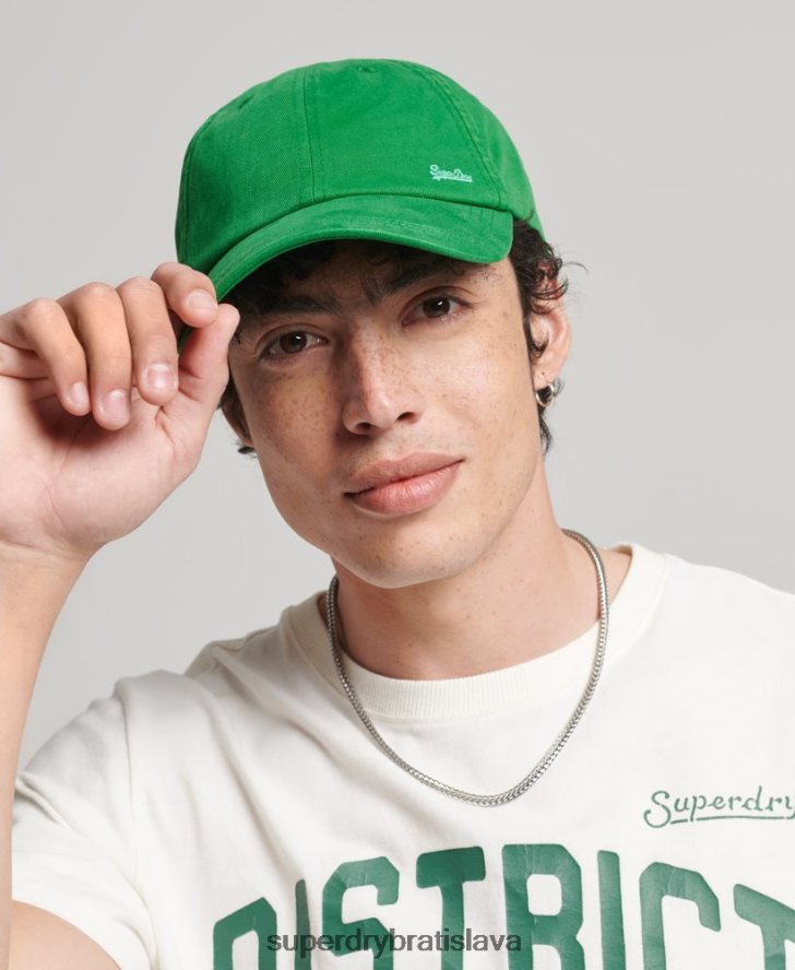 Superdry muži vintage vyšívaná čiapka 6B4ZTR1670 príslušenstvo zelená