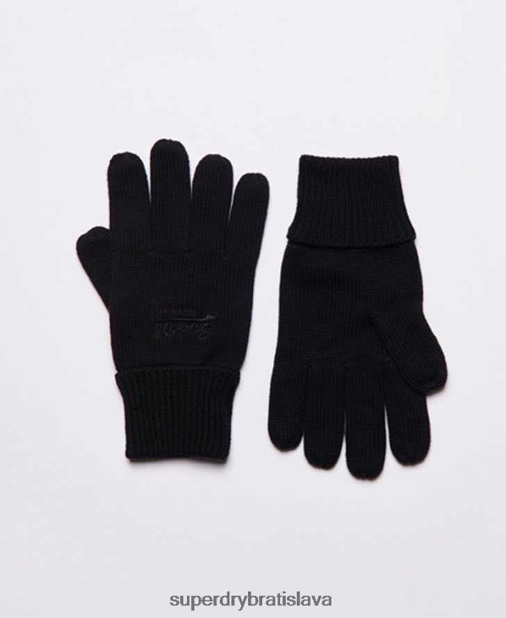 Superdry muži klasické rukavice s vintage logom 6B4ZTR1799 príslušenstvo čierna