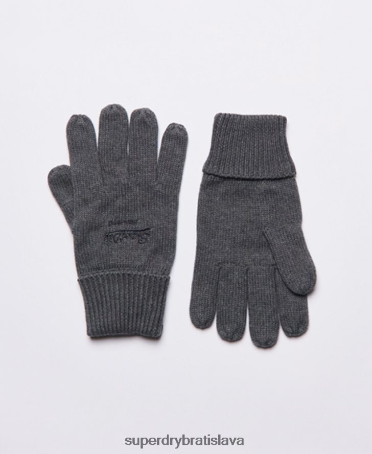 Superdry muži klasické rukavice s vintage logom 6B4ZTR1803 príslušenstvo sivá
