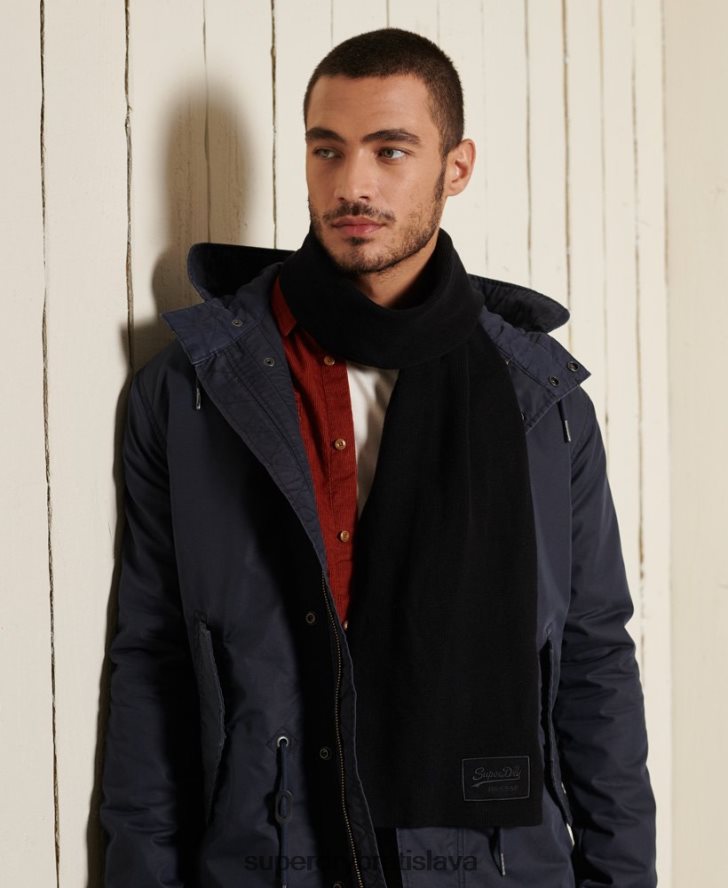 Superdry muži klasický šál s vintage logom 6B4ZTR1818 príslušenstvo čierna