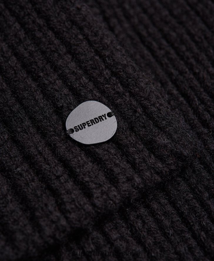 Superdry muži štúdiový prémiový rebrovaný šál 6B4ZTR1811 príslušenstvo čierna