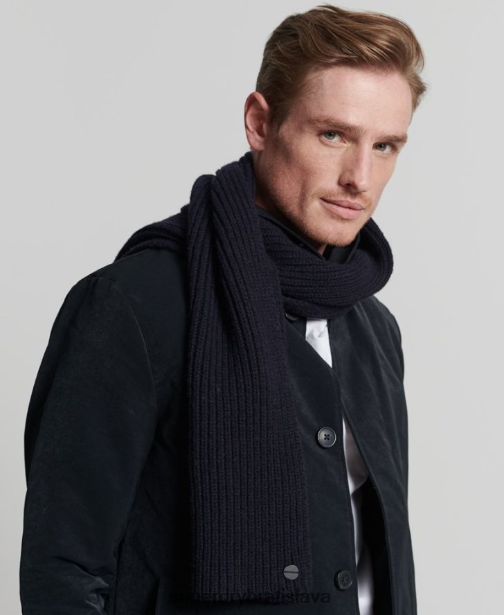 Superdry muži štúdiový prémiový rebrovaný šál 6B4ZTR1813 príslušenstvo námorníctvo
