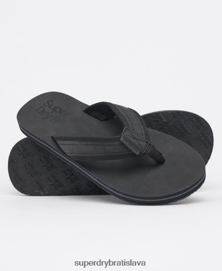 Superdry muži kožené šľapky 6B4ZTR6485 topánky čierna