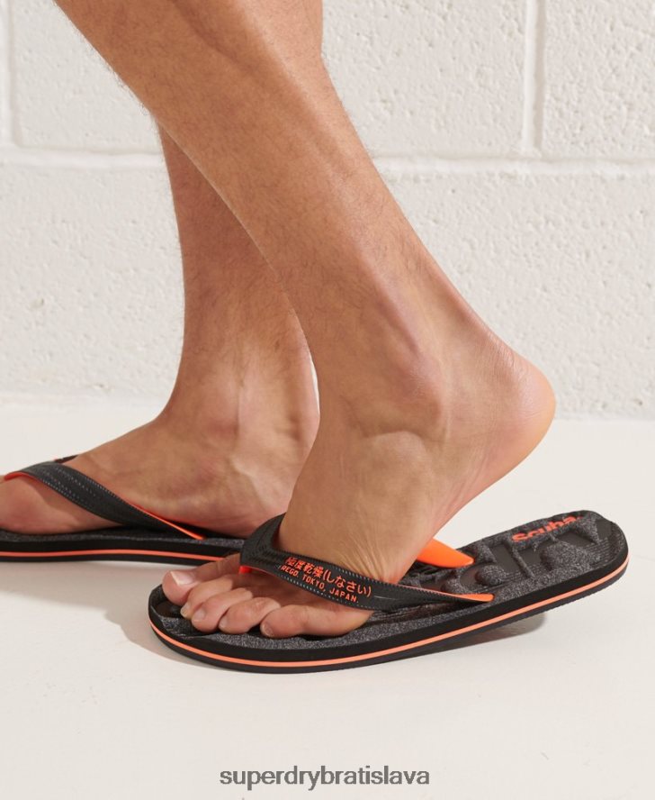 Superdry muži základné žabky s logom 6B4ZTR1947 topánky tmavošedý