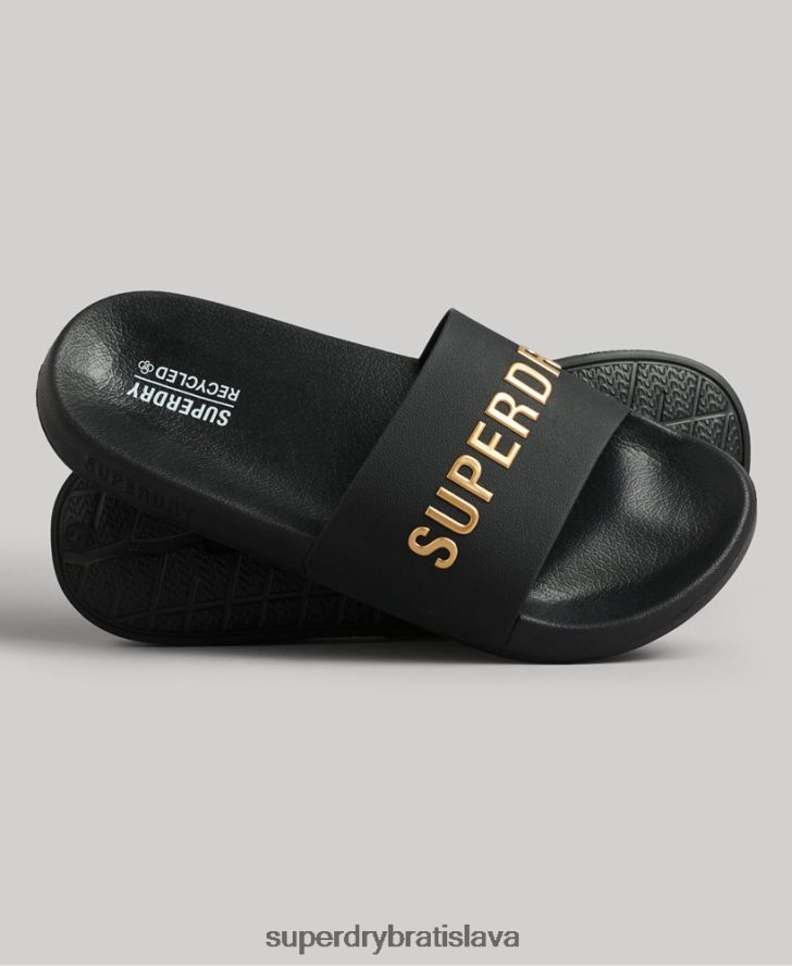 Superdry muži bazénové posuvníky s logom kódu 6B4ZTR1888 topánky čierna