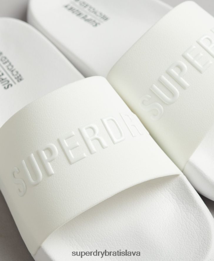Superdry muži bazénové posuvníky s logom kódu 6B4ZTR47 topánky biely