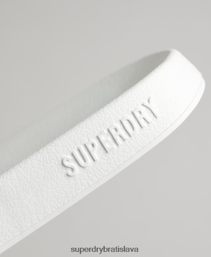 Superdry muži bazénové posuvníky s logom kódu 6B4ZTR47 topánky biely