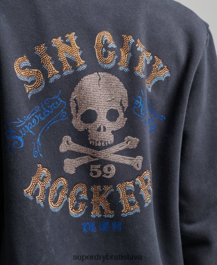 Superdry ženy mikina na zips s vintage merch store 6B4ZTR3310 oblečenie čierna