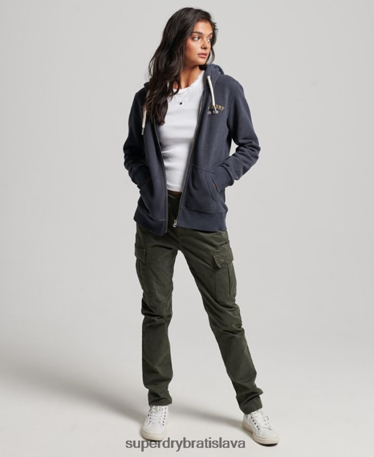 Superdry ženy mikina na zips s vintage merch store 6B4ZTR3310 oblečenie čierna