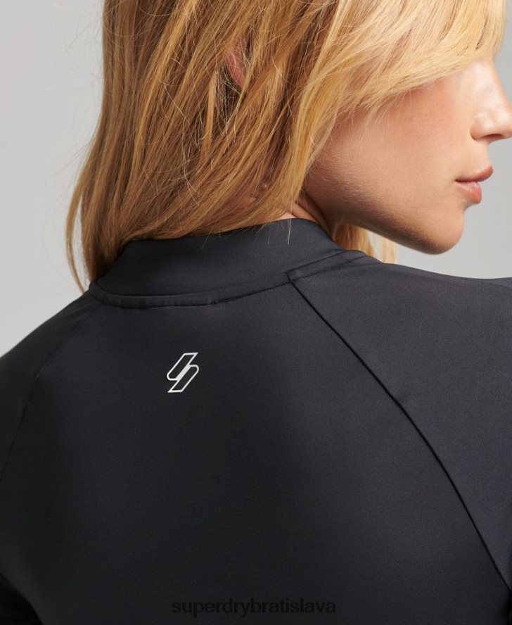Superdry ženy Bodycon mini šaty s dlhým rukávom 6B4ZTR6518 oblečenie čierna