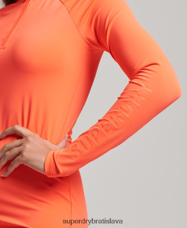 Superdry ženy Bodycon mini šaty s dlhým rukávom 6B4ZTR6598 oblečenie koralový