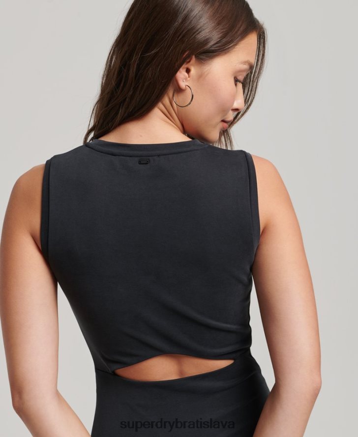 Superdry ženy Džersejové midi šaty s detailom chrbta 6B4ZTR2518 oblečenie čierna