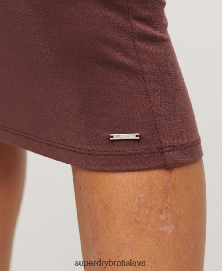 Superdry ženy Džersejové midi šaty vzadu 6B4ZTR2391 oblečenie hnedá
