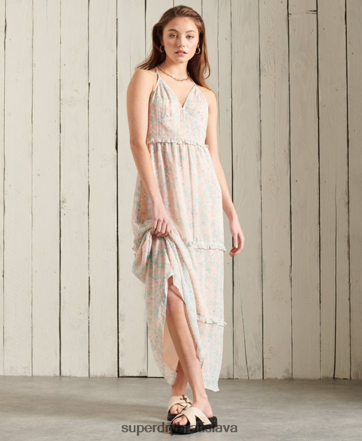 Superdry ženy Maxi šaty margaux 6B4ZTR2547 oblečenie Ružová