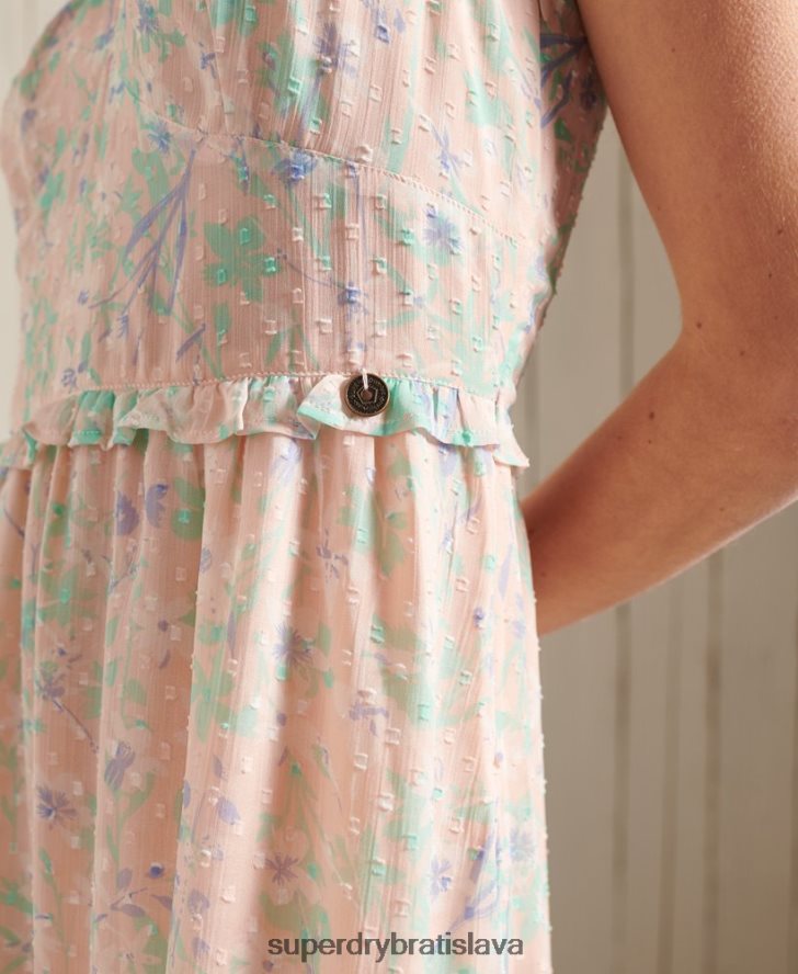 Superdry ženy Maxi šaty margaux 6B4ZTR2547 oblečenie Ružová