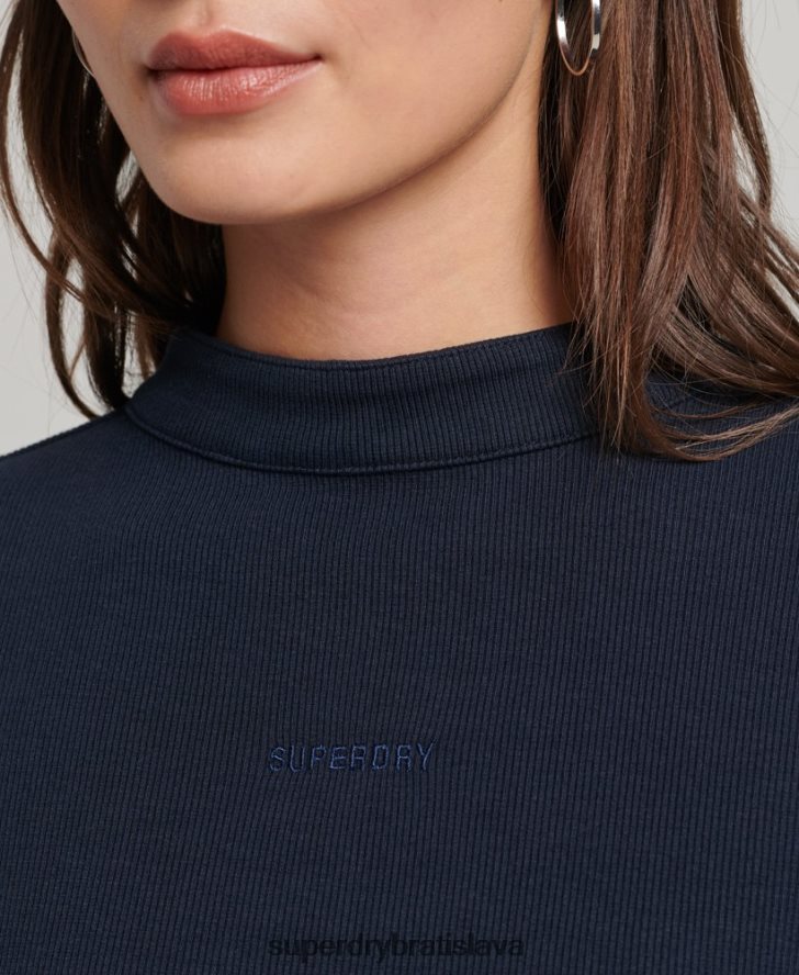 Superdry ženy Rebrované bodycon mini šaty s dlhým rukávom 6B4ZTR6534 oblečenie námorníctvo
