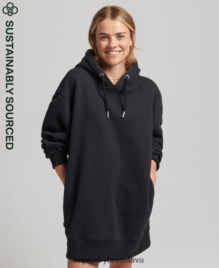 Superdry ženy Teplé šaty s vyšívaným logom z organickej bavlny 6B4ZTR2434 oblečenie čierna