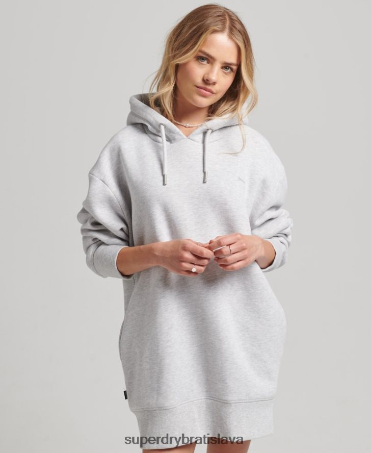 Superdry ženy Teplé šaty s vyšívaným logom z organickej bavlny 6B4ZTR2461 oblečenie svetlo šedá