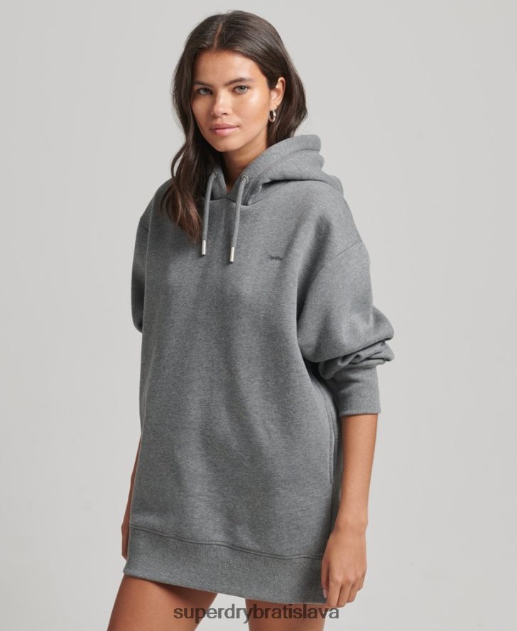 Superdry ženy Teplé šaty s vyšívaným logom z organickej bavlny 6B4ZTR2554 oblečenie sivá