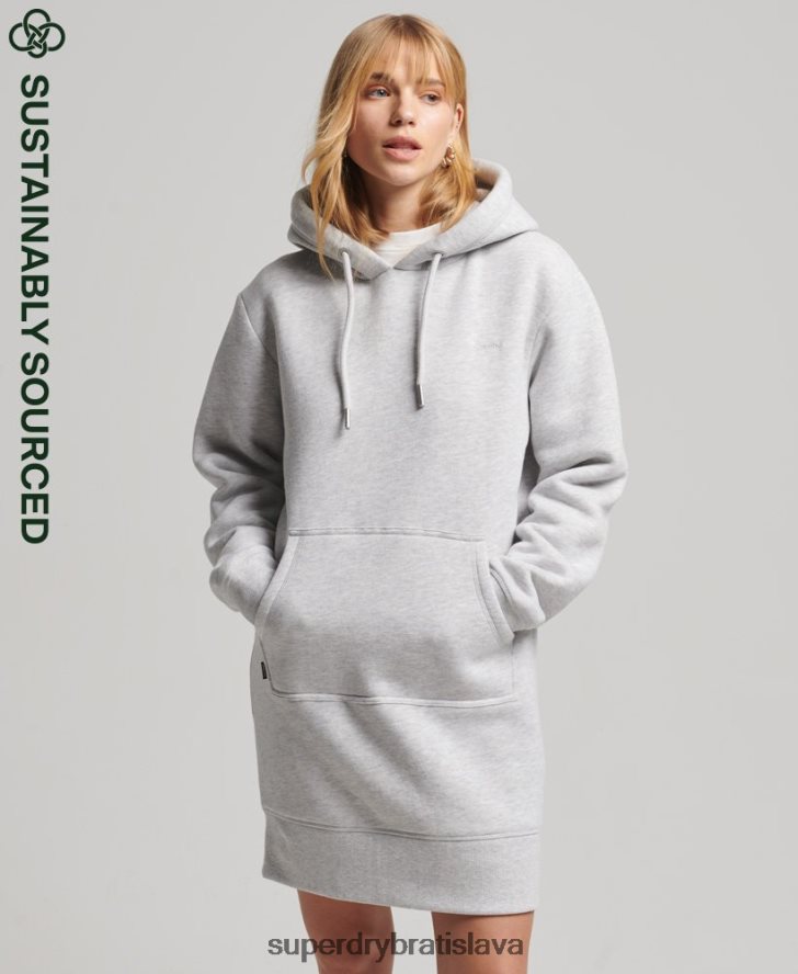 Superdry ženy Vintage šaty s kapucňou z organickej bavlny 6B4ZTR2482 oblečenie svetlo šedá