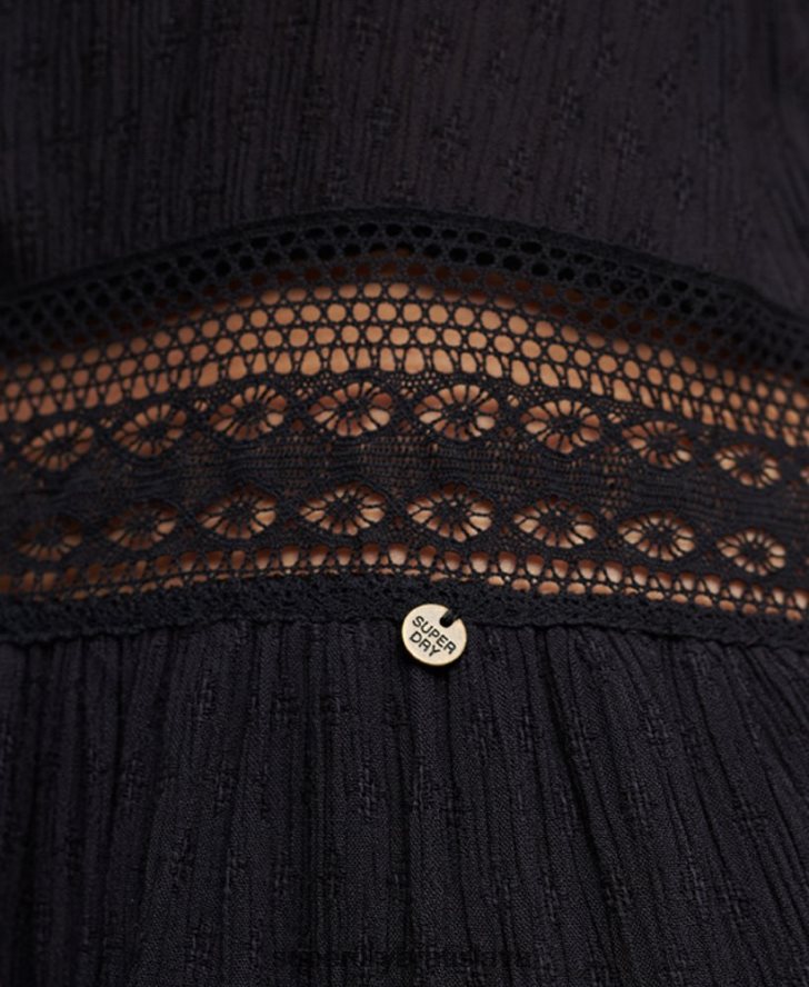 Superdry ženy šaty alana cami 6B4ZTR2398 oblečenie čierna