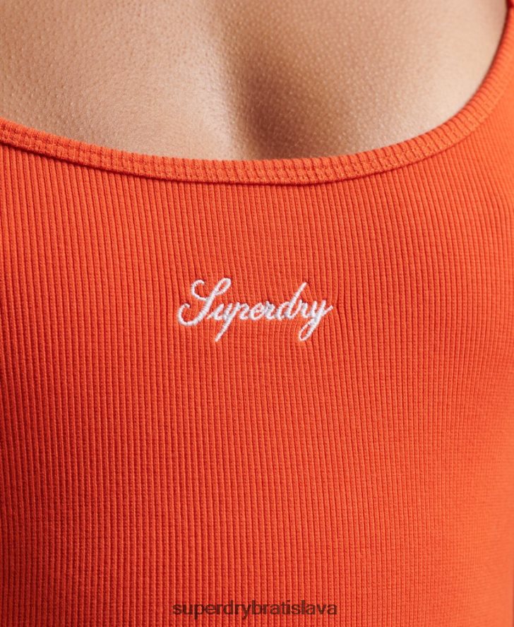 Superdry ženy Šaty na ramienka s logom 6B4ZTR2471 oblečenie oranžová