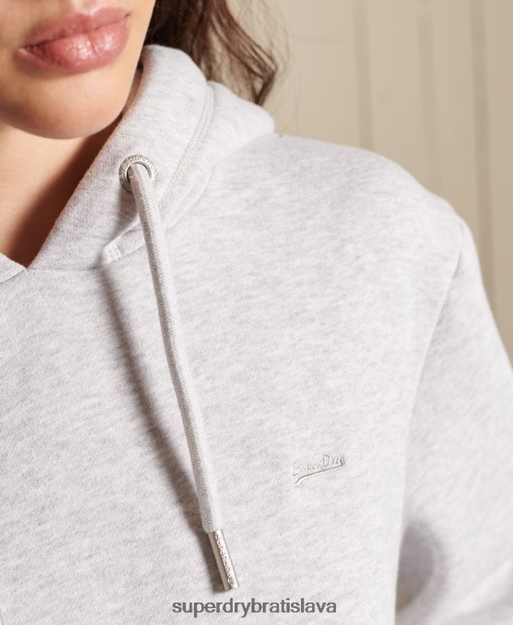 Superdry ženy šaty s kapucňou s vyšívaným vintage logom 6B4ZTR2487 oblečenie svetlo šedá
