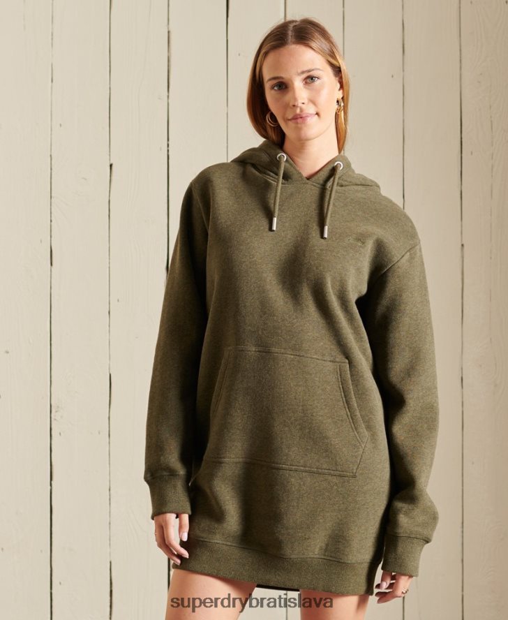 Superdry ženy šaty s kapucňou s vyšívaným vintage logom 6B4ZTR2521 oblečenie kaki