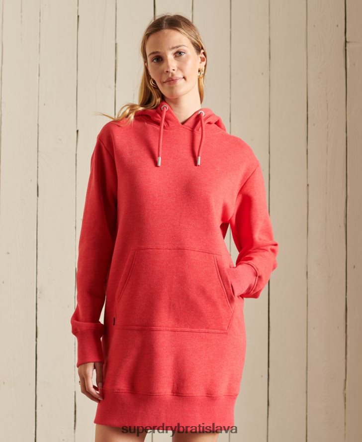 Superdry ženy šaty s kapucňou s vyšívaným vintage logom 6B4ZTR2540 oblečenie červená