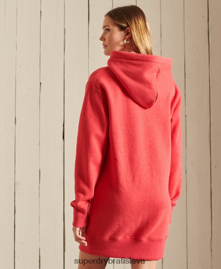 Superdry ženy šaty s kapucňou s vyšívaným vintage logom 6B4ZTR2540 oblečenie červená