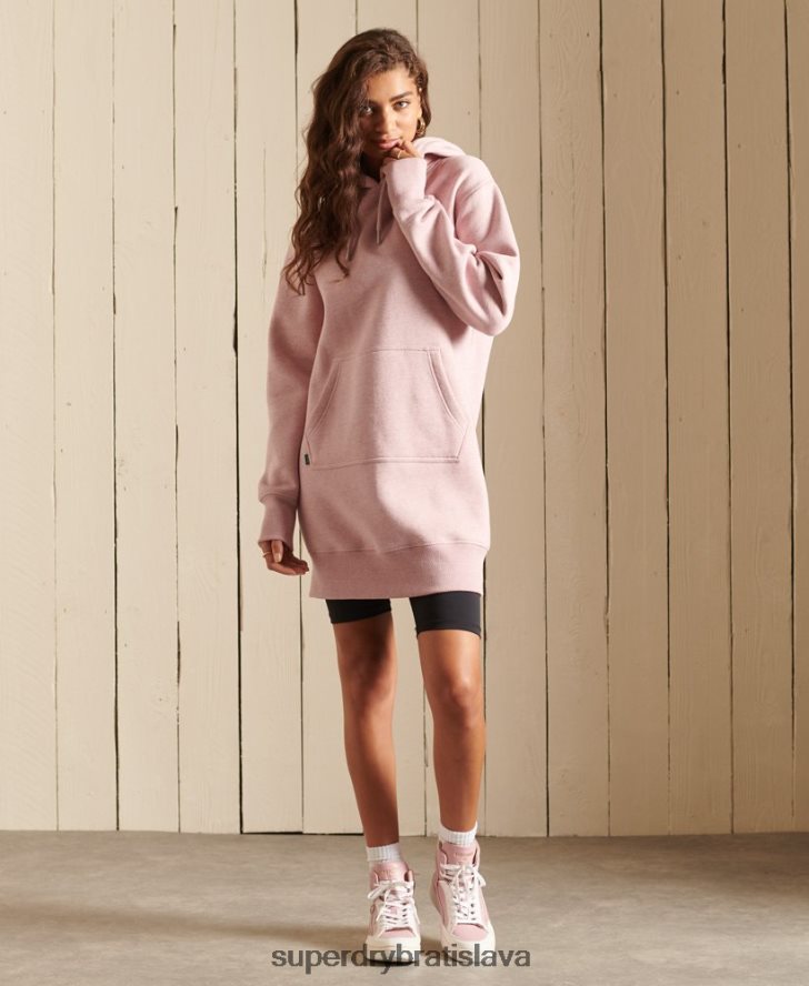 Superdry ženy šaty s kapucňou s vyšívaným vintage logom 6B4ZTR2541 oblečenie Ružová