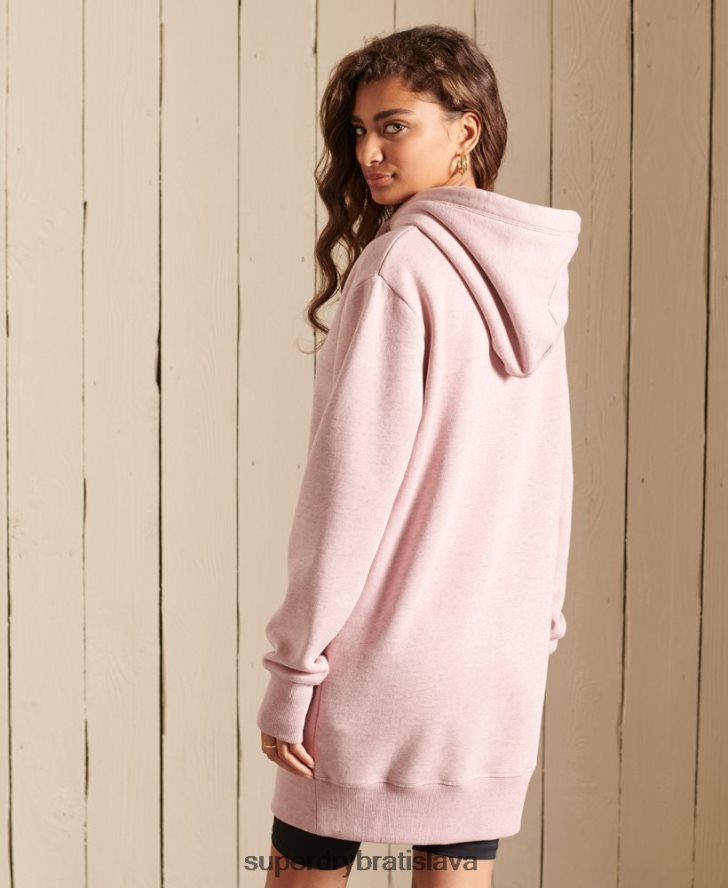 Superdry ženy šaty s kapucňou s vyšívaným vintage logom 6B4ZTR2541 oblečenie Ružová