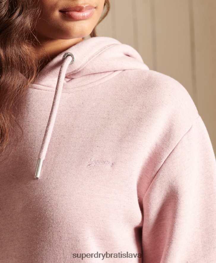Superdry ženy šaty s kapucňou s vyšívaným vintage logom 6B4ZTR2541 oblečenie Ružová