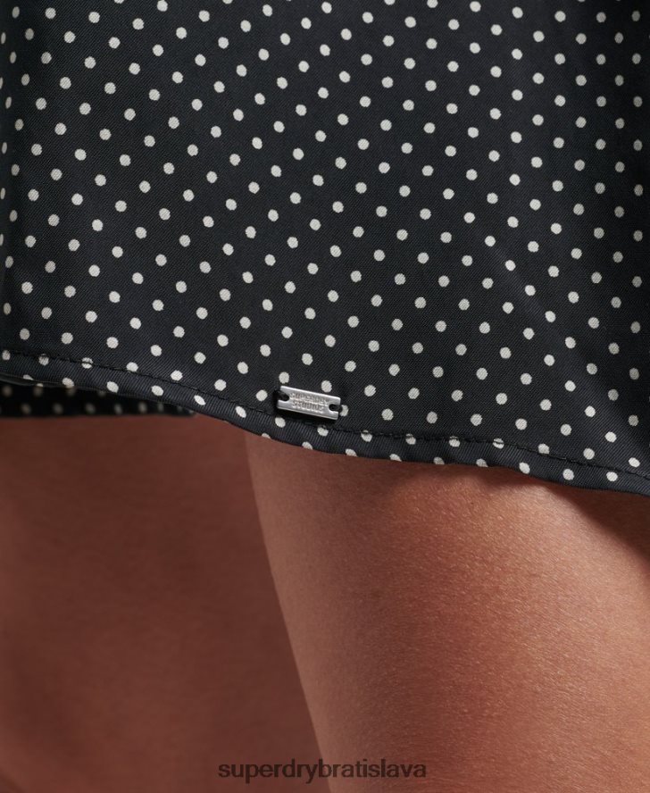 Superdry ženy cupro peplum šaty 6B4ZTR2444 oblečenie čierna