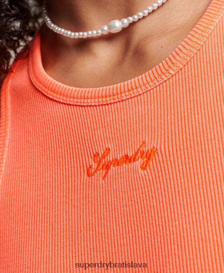 Superdry ženy kód logo základné tank šaty 6B4ZTR2418 oblečenie koralový