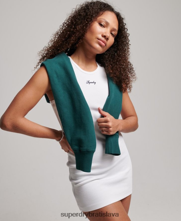 Superdry ženy kód logo základné tank šaty 6B4ZTR2472 oblečenie biely