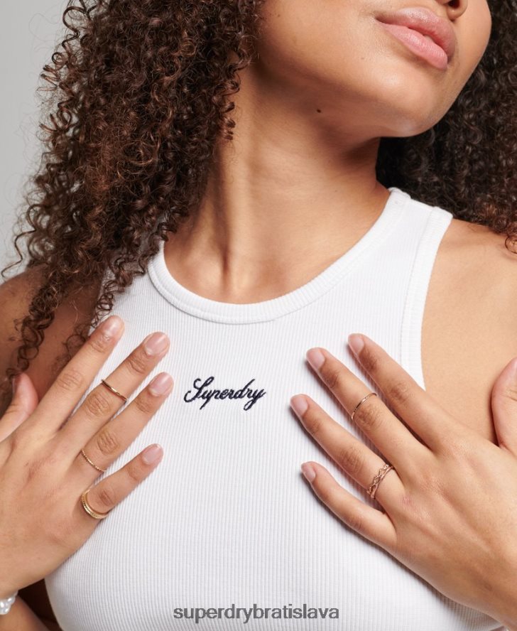 Superdry ženy kód logo základné tank šaty 6B4ZTR2472 oblečenie biely