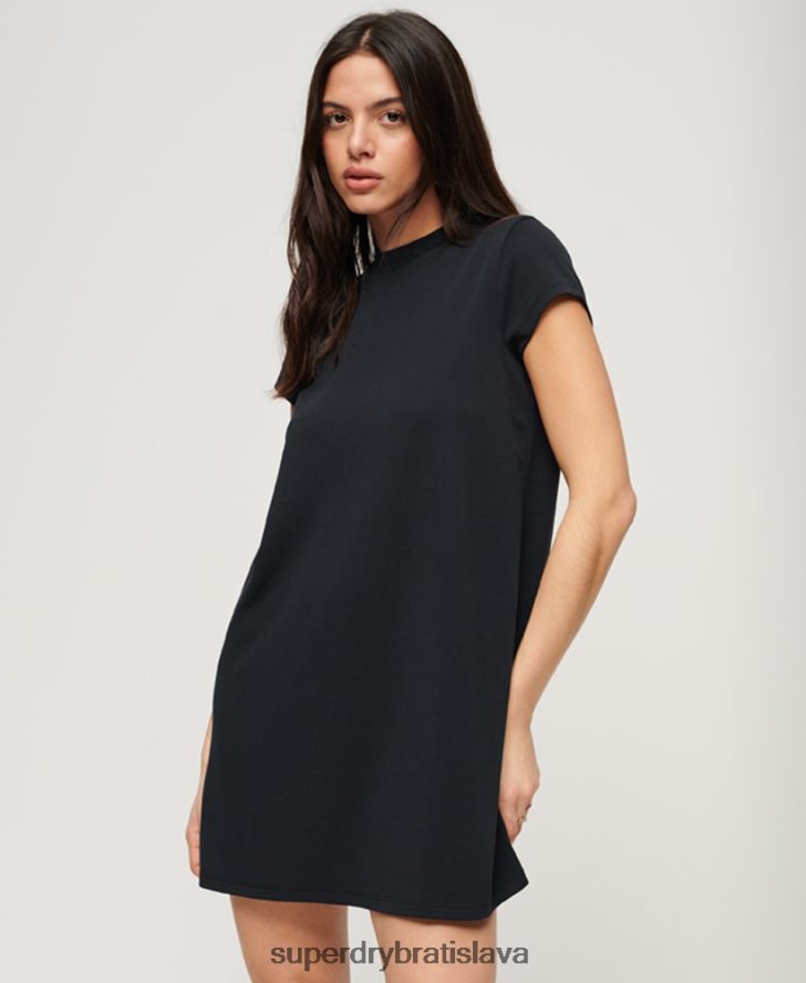 Superdry ženy áčkové mini šaty s krátkym rukávom 6B4ZTR1964 oblečenie čierna