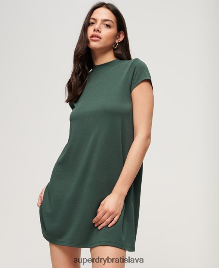 Superdry ženy áčkové mini šaty s krátkym rukávom 6B4ZTR1974 oblečenie zelená