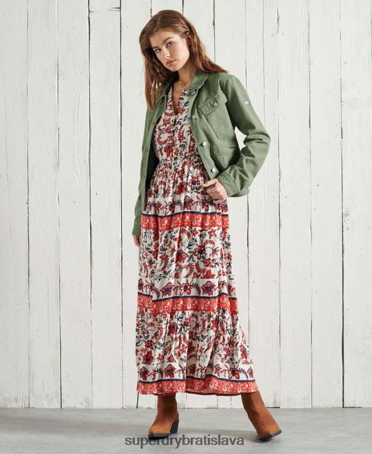Superdry ženy luci maxi šaty 6B4ZTR6783 oblečenie biely