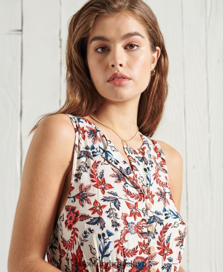 Superdry ženy luci maxi šaty 6B4ZTR6783 oblečenie biely