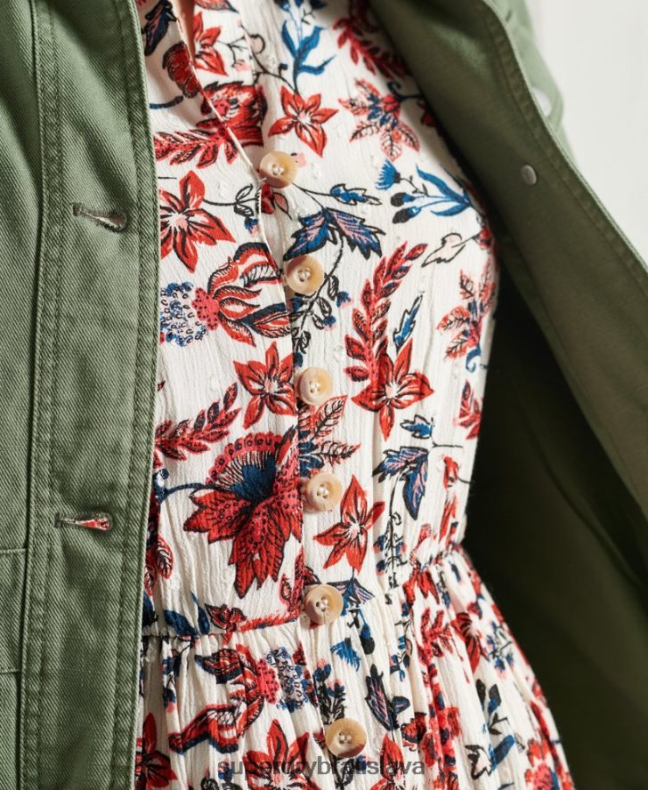 Superdry ženy luci maxi šaty 6B4ZTR6783 oblečenie biely