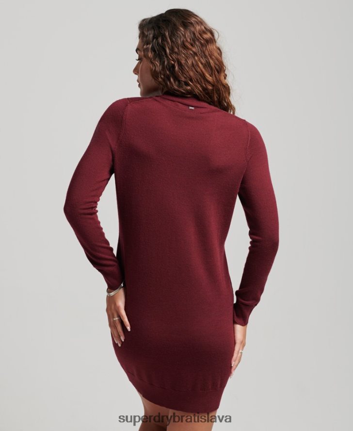 Superdry ženy merino pletené šaty 6B4ZTR2483 oblečenie červená